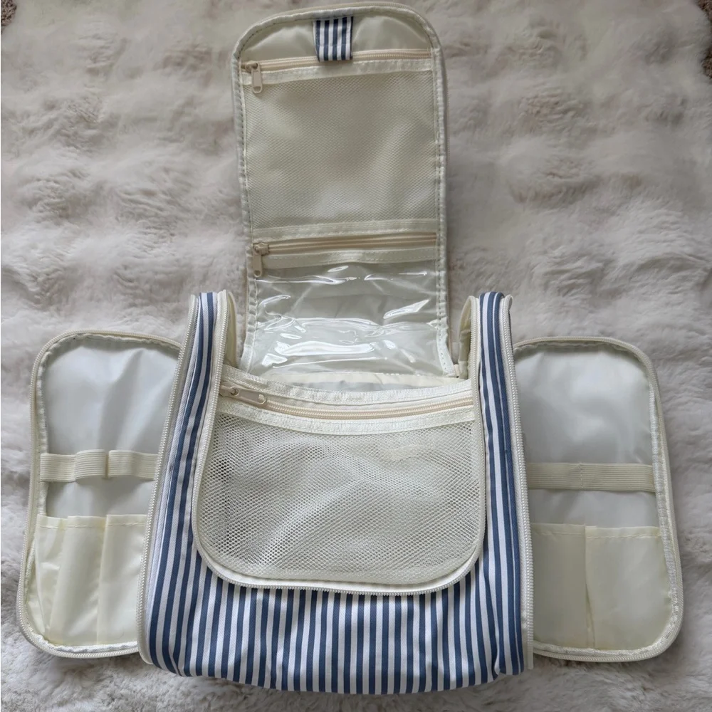 NARWEY Striped Handing Travel Blue and White Makeup/Cosmetic💄Bag Organizer